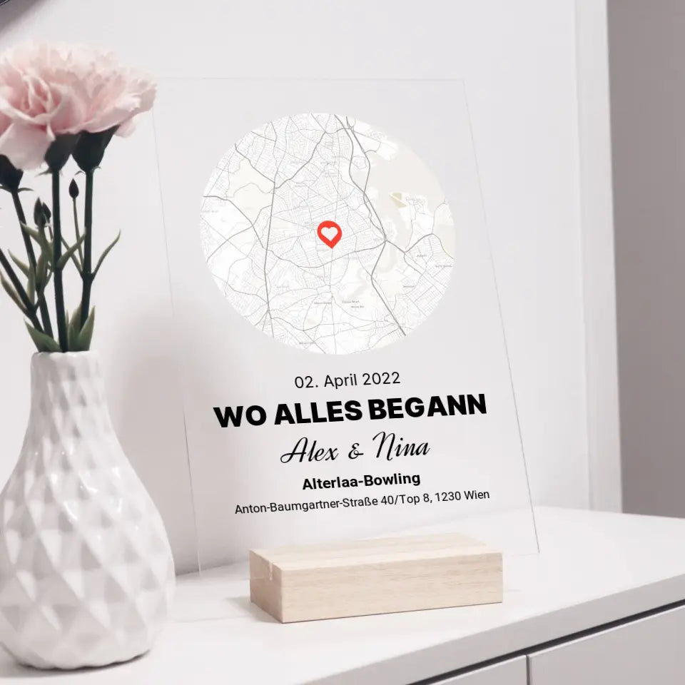 Acrylglas Aufsteller mit Karte