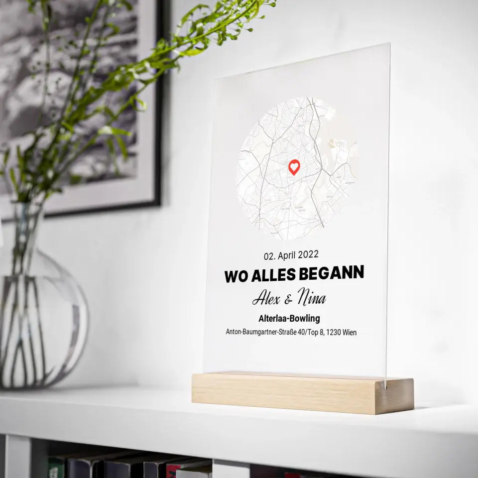 Acrylglas Aufsteller mit Karte